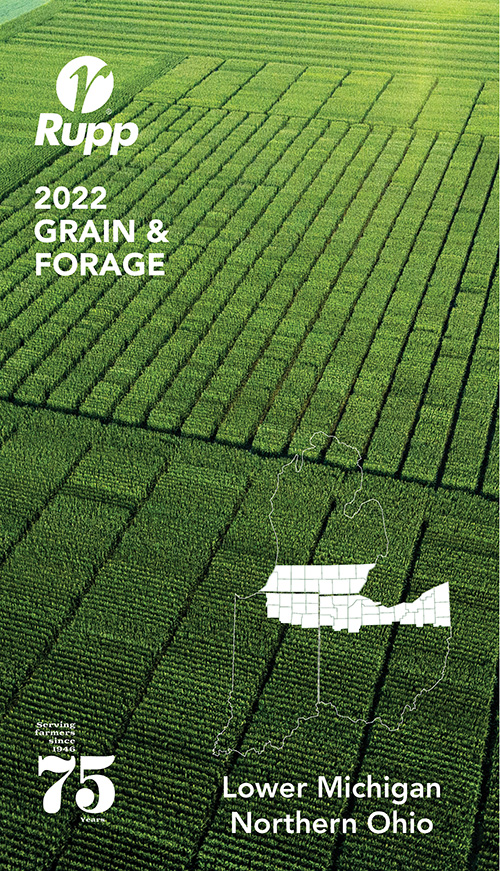 Rupp 2022 Grain & Forage Catalog Cover Lower Michigan Northern Ohio version corn, soybeans, alfalfa, wheat, forage mixes catalogs
