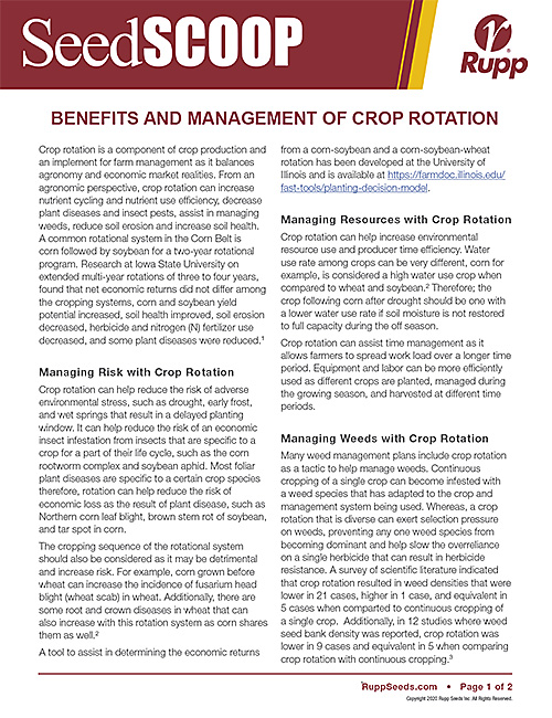 Screen shot image of SeedSCOOP publication discussing the benefits and management of crop rotation.