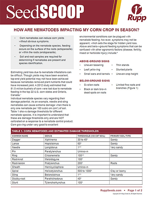 Screen shot image of SeedSCOOP publication discussing how nematodes impact your corn crop.