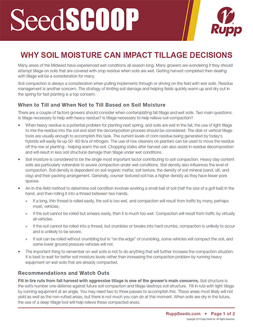 Screen shot image of SeedSCOOP publication discussing why soil moisture can impact tillage decisions.